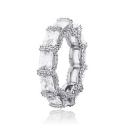 JINAO 5mm Iced Out Cubic Zirconia Stones Fashion Luxury Ring Hip Hop Jewelry Square Micro Paved Ring For Women Gift