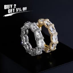 JINAO 5mm Iced Out Cubic Zirconia Stones Fashion Luxury Ring Hip Hop Jewelry Square Micro Paved Ring For Women Gift