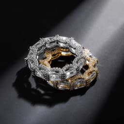 JINAO 5mm Iced Out Cubic Zirconia Stones Fashion Luxury Ring Hip Hop Jewelry Square Micro Paved Ring For Women Gift