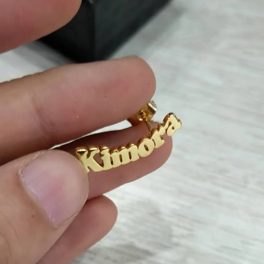 DOREMI Stainless Steel Personalized Name Letter Stud Earrings For Women Custom Name Piercing Earrings Nameplate Jewelry