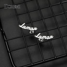 DOREMI Stainless Steel Personalized Name Letter Stud Earrings For Women Custom Name Piercing Earrings Nameplate Jewelry