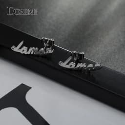 DOREMI Stainless Steel Personalized Name Letter Stud Earrings For Women Custom Name Piercing Earrings Nameplate Jewelry