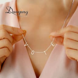 Duoying Letters VOTE Choker Necklaces 6 mm Pave Letter Custom Name Personalized Necklaces Minimalism Vote Necklaces for Women
