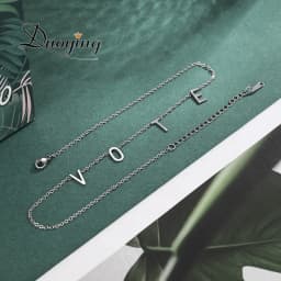 Duoying Letters VOTE Choker Necklaces 6 mm Pave Letter Custom Name Personalized Necklaces Minimalism Vote Necklaces for Women