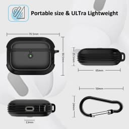 Carbon Fiber Silicone Case for AirPods Pro Full-Body Rugged Protective Cover with Keychain for Apple Airpods Pro Shockproof Case