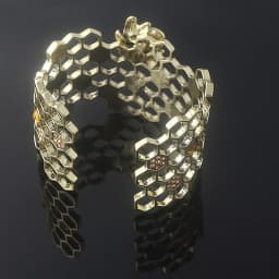 Gold Bee Honeycomb Cuff Wide Bangle Adjustable Beehive Bracelet for Women Party Jewelry Christmas Gift