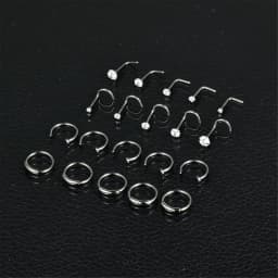BONISKISS 20G CZ Nose Rings HoopStainless Steel Nose Rings Studs Screw Opal Nose Studs C-Shaped Nose Piercing Hoop Jewelry 22pcs
