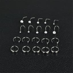 BONISKISS 20G CZ Nose Rings HoopStainless Steel Nose Rings Studs Screw Opal Nose Studs C-Shaped Nose Piercing Hoop Jewelry 22pcs