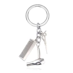 Barber Shop Shaver Razor Keychain Hairclippers Hair Dryer Combs Scissors Pendant Keyring for Barber Key Accessories