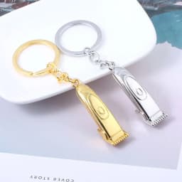 Barber Shop Shaver Razor Keychain Hairclippers Hair Dryer Combs Scissors Pendant Keyring for Barber Key Accessories