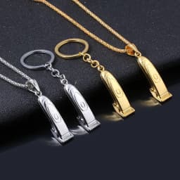 Barber Shop Shaver Razor Keychain Hairclippers Hair Dryer Combs Scissors Pendant Keyring for Barber Key Accessories