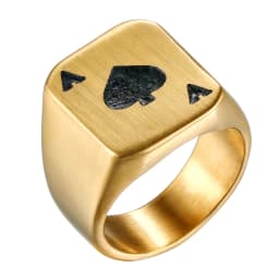BONISKISS Unique Classic Poker Spades A Biker Cool Ring Stainless Steel Men's Ring Jewelry Silver Color Size 7-14 Wholesales