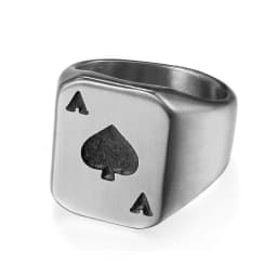 BONISKISS Unique Classic Poker Spades A Biker Cool Ring Stainless Steel Men's Ring Jewelry Silver Color Size 7-14 Wholesales