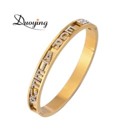Duoying DIY Slider Charms Bangles Custom Name Bracelets Bangle Zircon Sliding Charm Bangles Personalized Name Letter Bangles