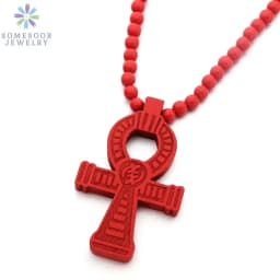SOMESOOR Adinkra Symbol African Wooden Pendant Necklace Afro Ethnic Elastic Handmade DIY Wood Beads Chain Jewelry For Women Gift