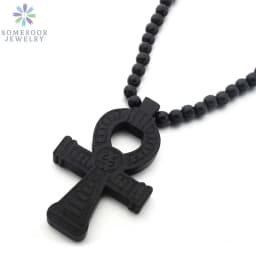 SOMESOOR Adinkra Symbol African Wooden Pendant Necklace Afro Ethnic Elastic Handmade DIY Wood Beads Chain Jewelry For Women Gift