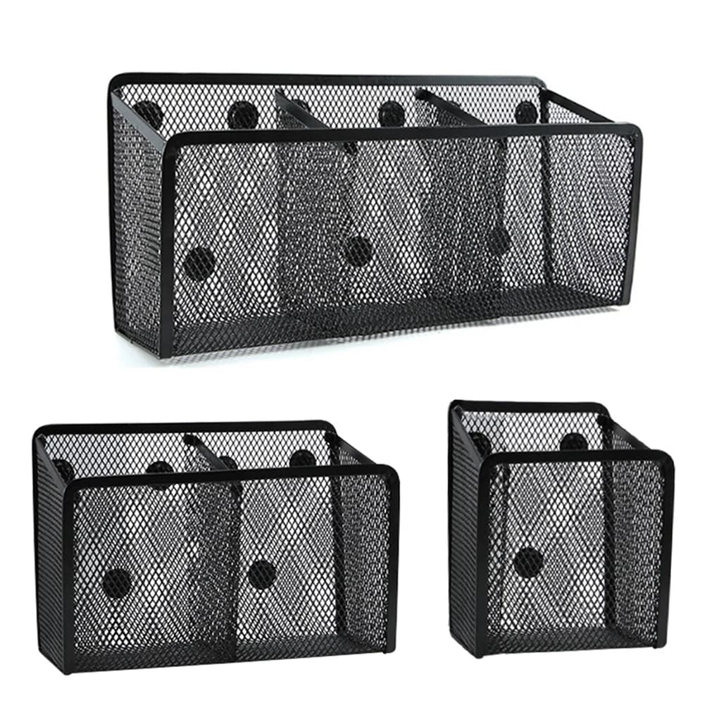 Multifunctional Magnetic Storage Basket Creative Magnetic Metal Mesh Pen Holder Home Office Debris Organizer 1/2/3 Grid Optional