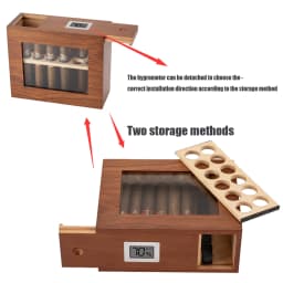Xifei Wood Cigar Humidor Box Visible Glass Window Smoking Accessories Unique Design Cigarette Case With Hygrometer