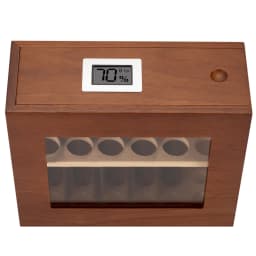 Xifei Wood Cigar Humidor Box Visible Glass Window Smoking Accessories Unique Design Cigarette Case With Hygrometer
