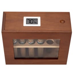 Xifei Wood Cigar Humidor Box Visible Glass Window Smoking Accessories Unique Design Cigarette Case With Hygrometer