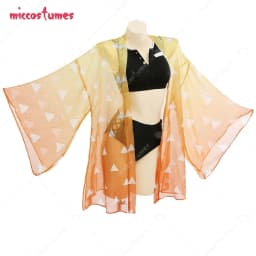 Haikyuu Anime Cosplay Two Piece Anime Swimsuit V Neck High Waist Lace Up Bathing Suit Swimwear Kimono Cover Up