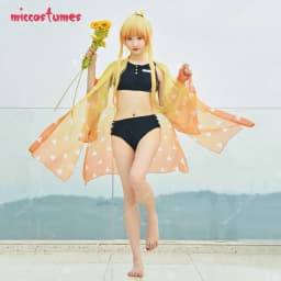 Haikyuu Anime Cosplay Two Piece Anime Swimsuit V Neck High Waist Lace Up Bathing Suit Swimwear Kimono Cover Up