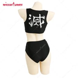 Haikyuu Women Cosplay Two Piece Anime Swimsuit V Neck High Waist Lace Up Bathing Suit Swimwear Kimono Cover Up