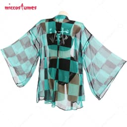 Haikyuu Women Cosplay Two Piece Anime Swimsuit V Neck High Waist Lace Up Bathing Suit Swimwear Kimono Cover Up