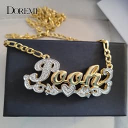 3D Necklace Hip Hop Custom Necklaces Double Color Custom Name Necklace Name Personalized Double Gold Plated Nameplate Christmas