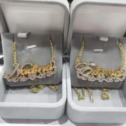 3D Necklace Hip Hop Custom Necklaces Double Color Custom Name Necklace Name Personalized Double Gold Plated Nameplate Christmas