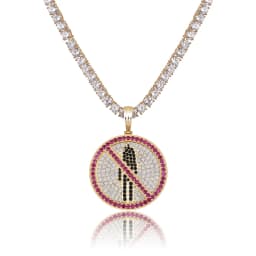 JINAO new Travis scott brand logo pendant necklace with 4mm tennis chain ice-out cubic zirconia pendant hip-hop jewelry gift