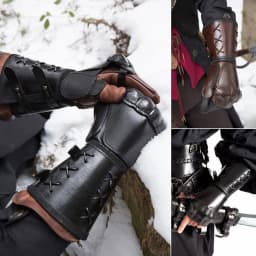1Pair Retro Medieval Retro Gauntlets Leather Arm Cuff Armor Vambrace Cosplay Steampunk Armor Wrist Bandage Bracer