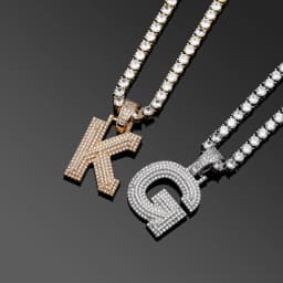 JINAO NEW Stitching Letter Charm Ice Cravejado Cubic Zircon Custom Letters With 4mm tennis chain Men and Women Jewelry For Gift