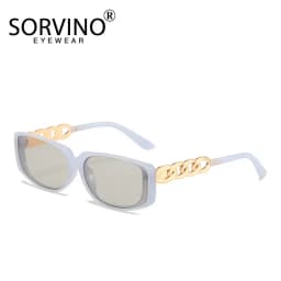 SORVINO Rectangle Sunglasses Chain Legs Retro Luxury Gradient Sun Glasses Leopard Men Women's Shade UV400 Square Vintage Eyewear