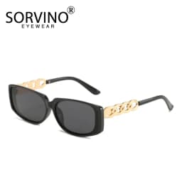 SORVINO Rectangle Sunglasses Chain Legs Retro Luxury Gradient Sun Glasses Leopard Men Women's Shade UV400 Square Vintage Eyewear