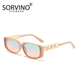 SORVINO Rectangle Sunglasses Chain Legs Retro Luxury Gradient Sun Glasses Leopard Men Women's Shade UV400 Square Vintage Eyewear