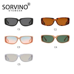 SORVINO Rectangle Sunglasses Chain Legs Retro Luxury Gradient Sun Glasses Leopard Men Women's Shade UV400 Square Vintage Eyewear