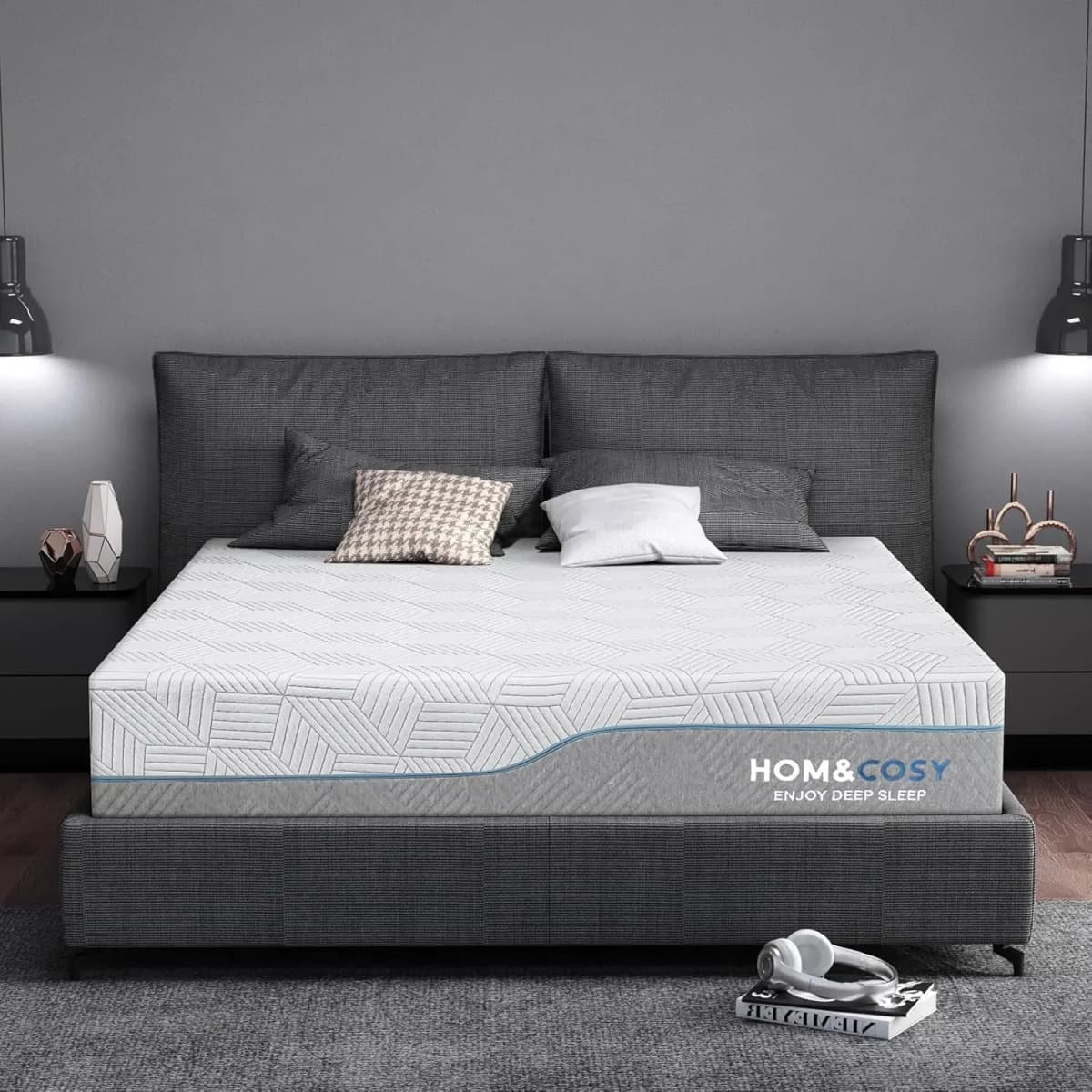 Hcore 12 Inch Queen Size Mattress,Bedroom Furniture Medium Firm to Firm Bamboo Memory Foam Mattress for Back Pain.