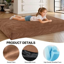 3-in-1 Adult Single Bean Bag Chair Bed, Memory Foam Convertible Lounger, Folds to Floor Mattress, Soft Washable Faux Fur Cover
