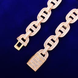 Bubble Letter Baguette Necklace for Men Miami Cuban Link Chain Hip Hop Gold Color Copper Bling Fashion Rock Jewelry Christmas