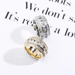 GUCY Bling Baguette Zircon Men's Ring Copper Charm Gold Silver Color Party RING Fashion Hip Hop Rock Jewelry