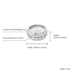 GUCY Bling Baguette Zircon Men's Ring Copper Charm Gold Silver Color Party RING Fashion Hip Hop Rock Jewelry