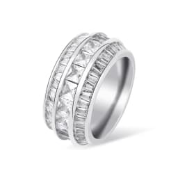 GUCY Bling Baguette Zircon Men's Ring Copper Charm Gold Silver Color Party RING Fashion Hip Hop Rock Jewelry