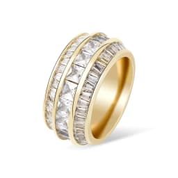 GUCY Bling Baguette Zircon Men's Ring Copper Charm Gold Silver Color Party RING Fashion Hip Hop Rock Jewelry