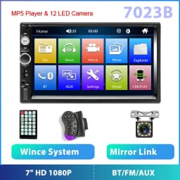 Podofo 2 din Car Radio 7" HD Autoradio Multimedia Player 2DIN Touch Screen Auto audio Car Stereo MP5 Bluetooth USB TF FM Camera