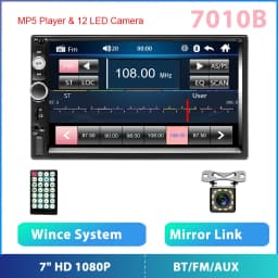 Podofo 2 din Car Radio 7" HD Autoradio Multimedia Player 2DIN Touch Screen Auto audio Car Stereo MP5 Bluetooth USB TF FM Camera