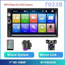Podofo 2 din Car Radio 7" HD Autoradio Multimedia Player 2DIN Touch Screen Auto audio Car Stereo MP5 Bluetooth USB TF FM Camera