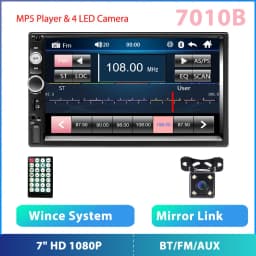 Podofo 2 din Car Radio 7" HD Autoradio Multimedia Player 2DIN Touch Screen Auto audio Car Stereo MP5 Bluetooth USB TF FM Camera