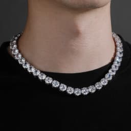 GUCY High Quality 10mm Tennis Chain Mens Zircon 1 Row CZ Iced Out Necklace Copper Hip Hop Jewelry Wholesale