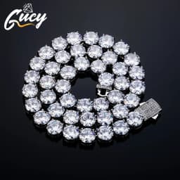GUCY High Quality 10mm Tennis Chain Mens Zircon 1 Row CZ Iced Out Necklace Copper Hip Hop Jewelry Wholesale
